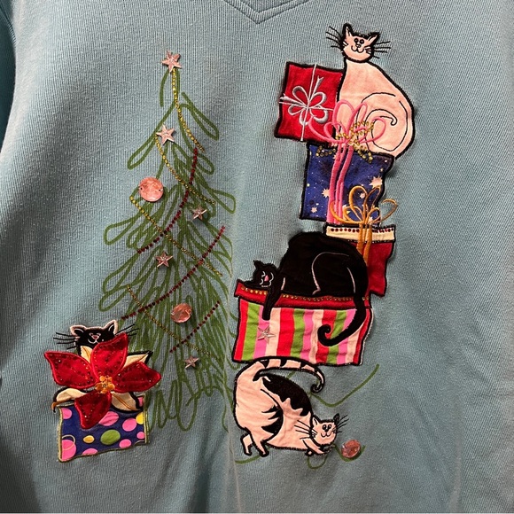 Vintage Cat Christmas Sweater Crewneck - Picture 4 of 7